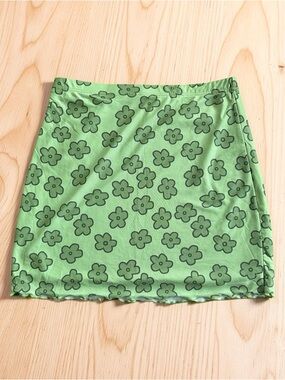 Green Floral Print Lined Mini Skirt size Large